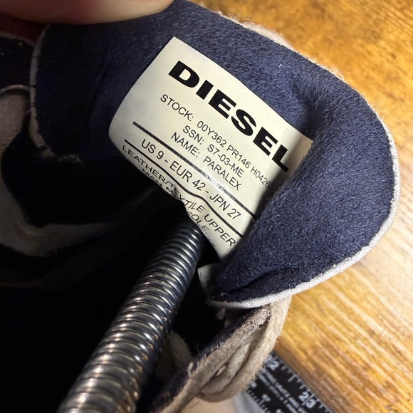 Diesel Paralex 00Y362 PR146 Grey Navy Leather Textile Sneakers Mens Size 9 - Picture 7 of 7